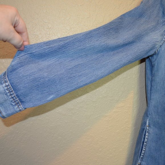 Sz M Chiqle Western Denim Shirt Dress with  Pearl Snaps - Picture 8 of 16